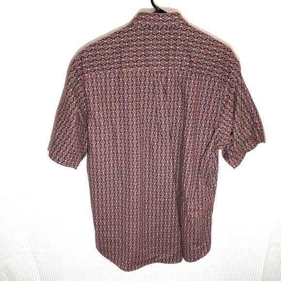 Jos A Bank L Shirt Men's Made in USA Cotton Geometric Print Vintage Sportswear - Picture 4 of 5